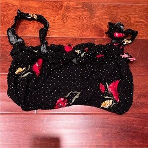 Forever 21 Black Floral Crop Top